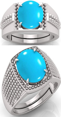 BHAIRAW GEMS Moonstone Stone Silver Adjustable Ring Stainless Steel Ring