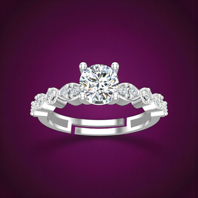 SH24K Pure 925 Sterling Silver Ring for Women | Adjustable Ring for Girls | Sterling Silver Cubic Zirconia Sterling Silver Plated Ring