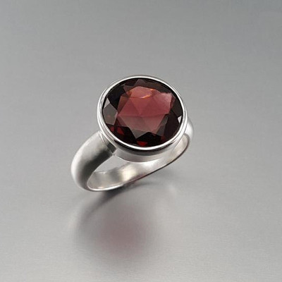 Gemzonite Hessonite Ring With Natural Garnet / Gomed Stone Lab Certified Brass Garnet Silver Plated Ring