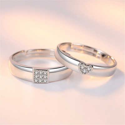 Agarwalproduct Stainless Steel, Brass, Stone, Metal, Copper Cubic Zirconia, Crystal, Diamond Silver, Rhodium Plated Ring Set