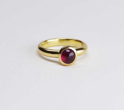 Gemzonite Natural Gold Plated Ruby Ring Stone Ruby Gold Plated Ring