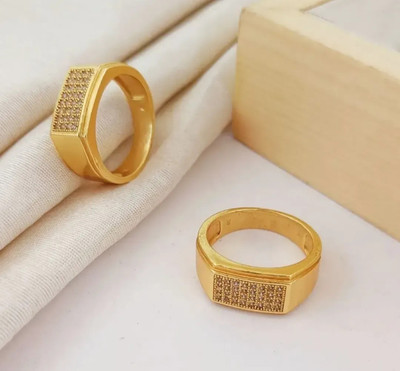 Adhrit PIYUSH ENTERPRISES STYLISH GOLD,SILVER AND TITANIUM PLATED RINGS SET Alloy Gold Plated Ring Set
