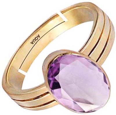 AQUAGEMS Amethyst (Kathela) 10.25 Ratti or 9.50 Ct Gemstone for Women 5 Metal Adjustable Alloy Ring