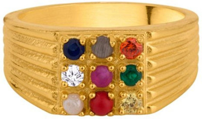 Sanaa Creations Brass Cubic Zirconia Gold Plated Ring