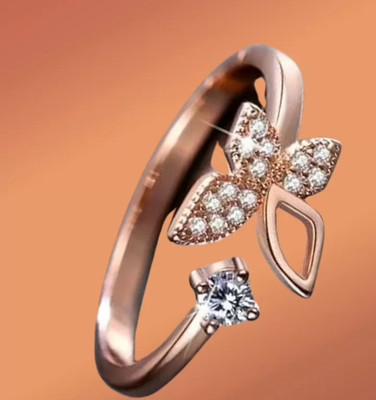 Vipunj Stylish Rose Gold Plated Butterfly Rings Brass, Copper Cubic Zirconia Gold, Copper Plated Ring