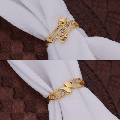 Gigev Combo Of 2 AD Brass Cubic Zirconia Gold Plated Ring Set