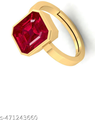 VishvMa 10.25 Ratti Burma Ruby Manik Gemstone Ring A1 Quality Stone Ruby Brass Plated Ring