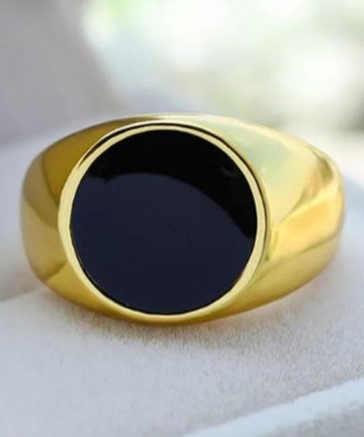 Maatrachaaya Piyush Enterprises Stylish Gold Plated Black Onyx Rings Brass Onyx Gold Plated Ring