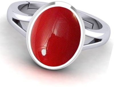MARATNA 8.25 Ratti Created Moonga Original Certified Adjustable Ring for Men & Women Metal Coral Ring