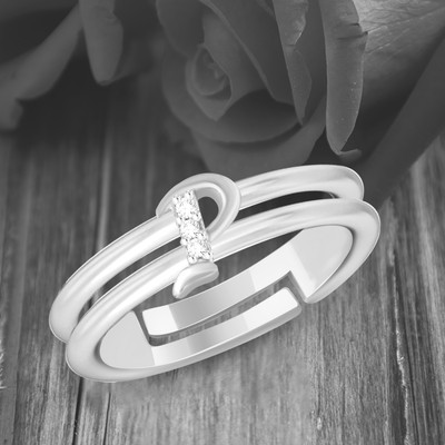 Kanak Jewels Alloy Rhodium plated Valentine collection Initial''P''Letter with heart ring Brass Silver Plated Ring