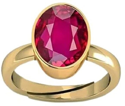 NAVYA GEMS 10.25 Ratti / 9.00 Carat Natural Ruby Ring Stone Gold Plated Ring Brass Ruby Gold Plated Ring