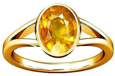 KUNDLI GEMS natural pukhraj adjustable panchdhatu ring Stone Sapphire Ring