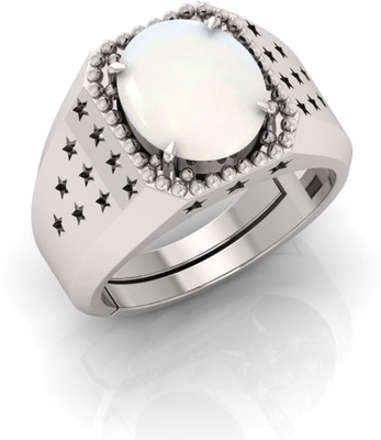 TODANI JEMS Natural 14.25 Ratti Opal Gemstone Adjustable Ring With Lab CertificateD Stone Opal Silver Plated Ring