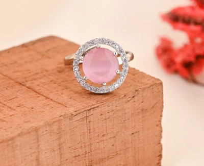 house of common Vedansh Enterprises Stylish Silver Plated Cubic Zirconia Studded Finger Ring Alloy Cubic Zirconia Sterling Silver Plated Ring