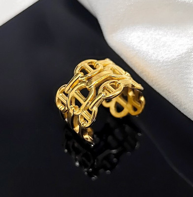 BLINGEE Rings for Women Girls Anti Tarnish Waterproof w/ Box Daily Wear Adjustable Open Stainless Steel Gold Plated Ring