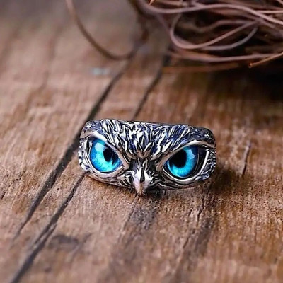 Alviira Owl for Men and Women owl eye for biker, hip hop Ring (Adjustable) pack of 2 Alloy, Stainless Steel Swarovski Crystal Silver Plated Ring
