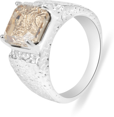 Silvish SILVISH Cubic Zircon Urban Yellow Gem 925 Silver Ring for Women Silver Cubic Zirconia Sterling Silver Plated Ring