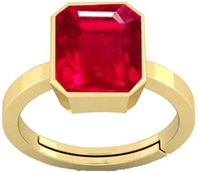 PTM Ruby (Manik) 7.25 Ratti or 6.5 Ct Gemstone Panchdhatu (5 Metal) Men Adjustable Stone Ring