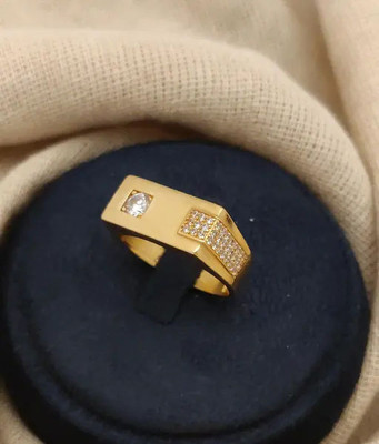 GORASH CREATION Brass Cubic Zirconia Gold Plated Ring