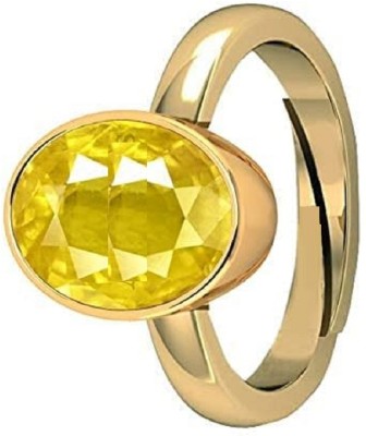 Sidharth Gems Brass Sapphire Gold Plated Ring