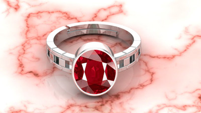 KUSHMIWAL GEMS 6.25 Ratti 5.25 Carat A+ Quality Natural Burma Ruby Manik Ring Brass Ruby Silver Plated Ring