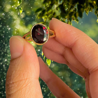 Chopra Gems Certified A+ Quality Original Gomed Hessonite Garnet Ring For Women & Men Brass Garnet Gold Plated Ring Chopra Gems Certified A+ Quality Original Gomed Hessonite Garnet Ring For Women & Men Brass Garnet Gold Plated Ring