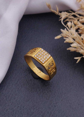 Mahi creations Gold Plated Diamond Wedding,Partywear ring-21 Brass Diamond Gold Plated Ring