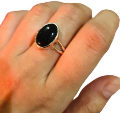 Gemzonite A+ Quality Black Sulemani Hakik Gemstone Ring For Men and Women's Brass Ring