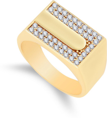 mahi creation Stainless Steel, Copper Cubic Zirconia Gold Plated Ring