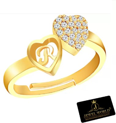 Jewel WORLD R name letter alphabet Stylish Gold-plated ring for girls & women Alloy Cubic Zirconia Gold Plated Ring
