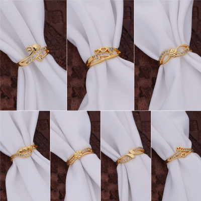 Weroxa Combo of 7 AD Brass Diamond Gold Plated Ring