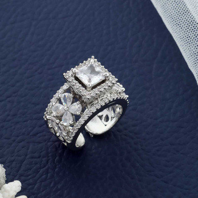 winika Stainless Steel Zircon Sterling Silver Plated Ring