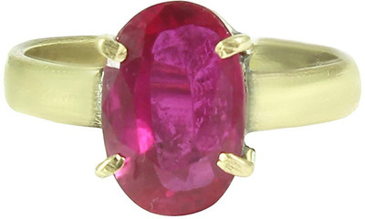 Gemzonite Ruby / Manik Ring with natural ruby gemstone certified ruby ston ring Brass Ruby Gold Plated Ring