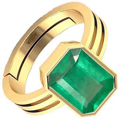 AQUAGEMS Emerald (Panna) 6.25 Ratti or 5.50 Ct Gemstone For Men Five Metal Adjustable Metal Ring