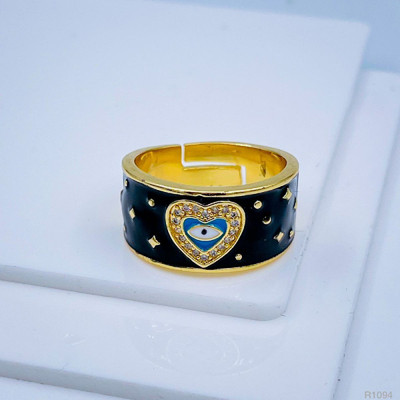 ZIVOM Heart Evil Eye Copper Cubic Zirconia Gold Plated Ring