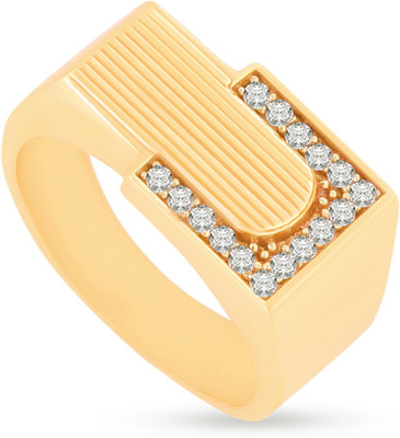 GORASH CREATION Brass Cubic Zirconia Gold Plated Ring