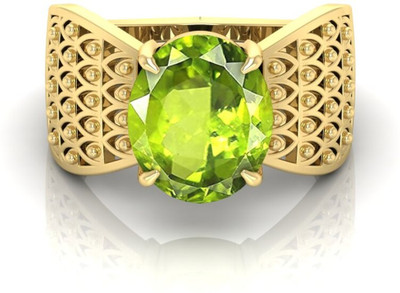 TODANI JEMS 9.25 Ratti Peridot Gemstone Adjustable Ring With Lab CertificateF Stone Peridot Brass Plated Ring