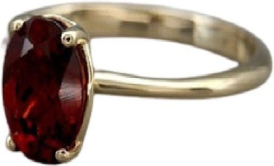 Gemzonite Natural Gomed / Hessonite Ring Brass Garnet Gold Plated Ring