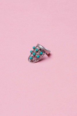 Bhavya Ramesh Mary Jane Nail Ring Sterling Silver Turquoise Silver Plated Nail Ring