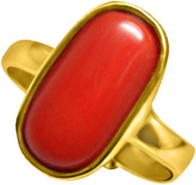 Vanishree World Ratan Bazaar Coral Gold Stone Ring, Adjustable, Certified for Men and Women Copper Sapphire Sterling Silver Plated Ring