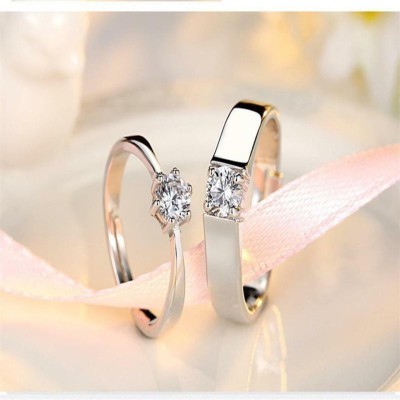 house of common Brass, Stainless Steel, Copper, Metal Cubic Zirconia, Diamond, Zircon Silver Plated Ring Set