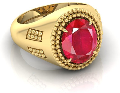 TODANI JEMS 7.25 Ratti Ruby Gemstone Adjustable Ring With Lab CertificateFC Crystal Ruby Rhodium Plated Ring