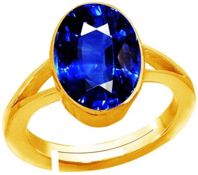 BWM GEMS Certified 3.25 Ratti Blue Sapphire Stone ( Neelam Stone ) Panchdhatu Metal Sapphire Silver Plated Ring