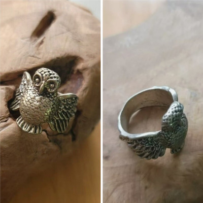 house of common Vedansh Enterprises Stylish Silver Plated Owl Rings Alloy Sterling Silver Plated Ring