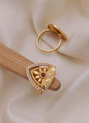 SHIVAY FASHION HUB Khodalkrupa Jewellery New Designer Silver Plated Finger Ring Alloy Diamond Gold Plated Ring