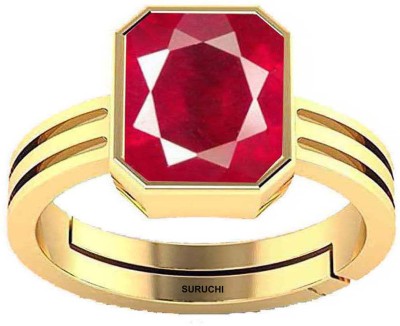 Suruchi Gems & Jewels Ruby (Manik) 9.25 Ratti or 8.5 Ct Gemstone Panchdhatu (5 Metal) Women Adjustable Stone Ring