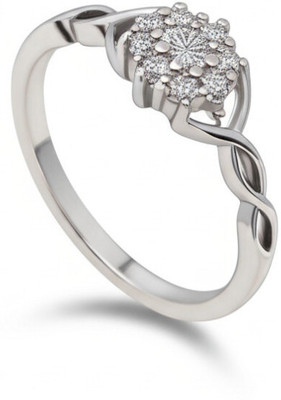 Beena Jewels Sterling Silver Premium Diamond Ring Sterling Silver Cubic Zirconia Sterling Silver Plated Ring