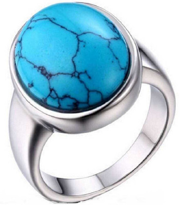 GenZcomplex Lab Certified Cultured Turquoise Adjustable Ring Firoza Gemstone for Men & Women Brass Turquoise Ring