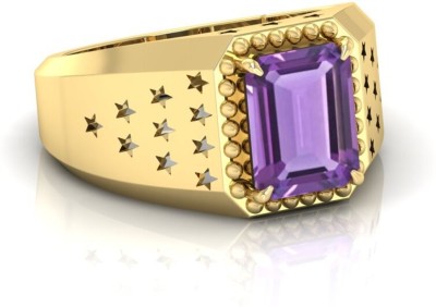 MBVGEMS Amethyst ring 11.00 Carat 12.25 Ratti Katela Ring Size 16-22 for men And Women Brass Amethyst Gold Plated Ring
