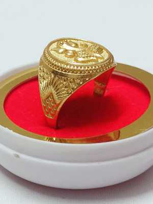 TMRcreation Fancy Ganesh owal ring for man and boys / golden ring brass plated ring Brass Gold Plated Ring